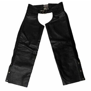 Leather Motorcycle Chaps FOX CREEK Heavy Weight Black USA Size Medium Long